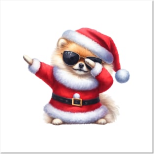 Christmas Pomeranian Dog Dabbing Dance Posters and Art